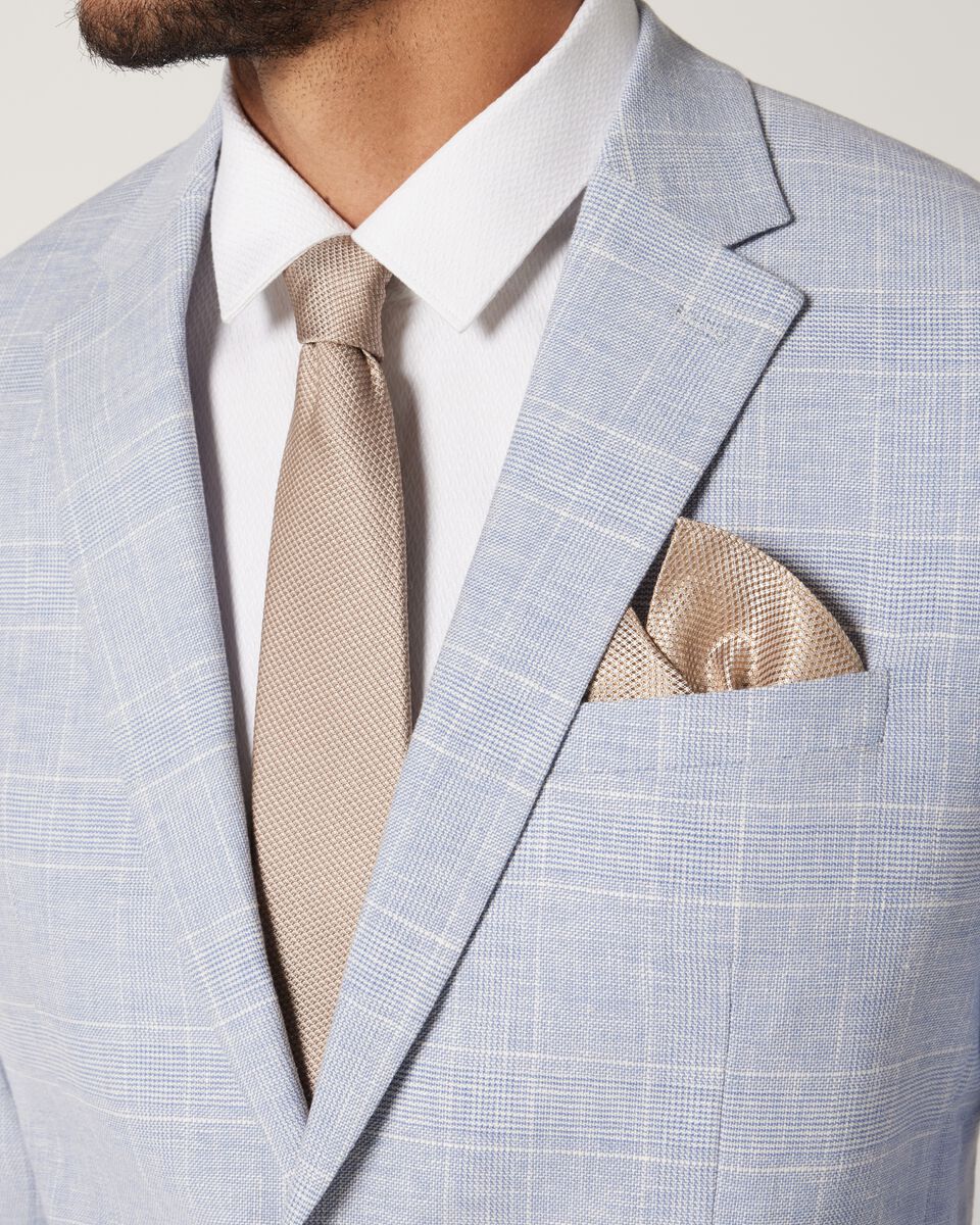 Silk Textured Two-Tone Pocket Square, Latte, hi-res